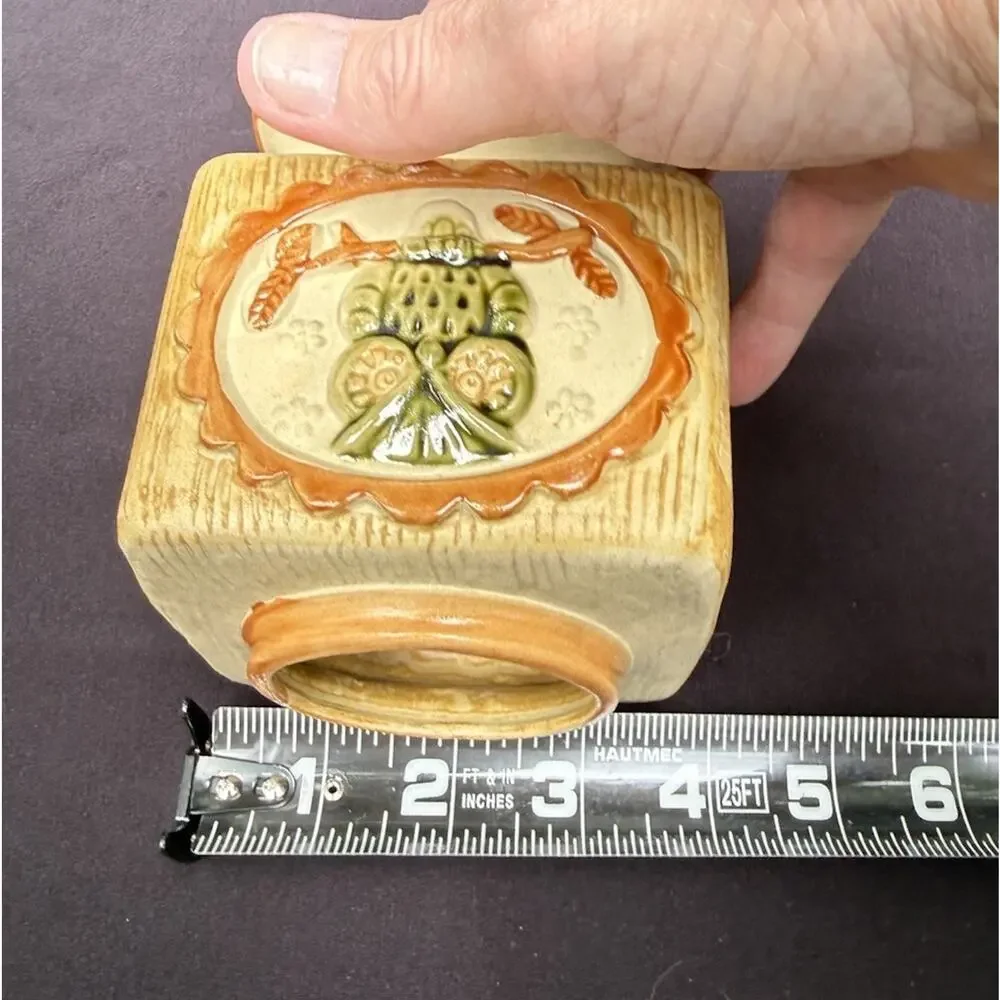 Vintage MCM 1960’s Owl Pottery Tea Jar With Cork Lid Rare!